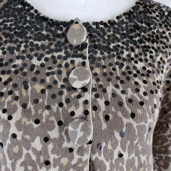 NWT Sequin animal print cardigan / chic sparkle knit topper – women’s - Picture 6 of 12